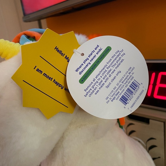 New with tag! White Unicorn Rainbow Mane Soft Plush Stuffed Animal - Picture 9 of 11